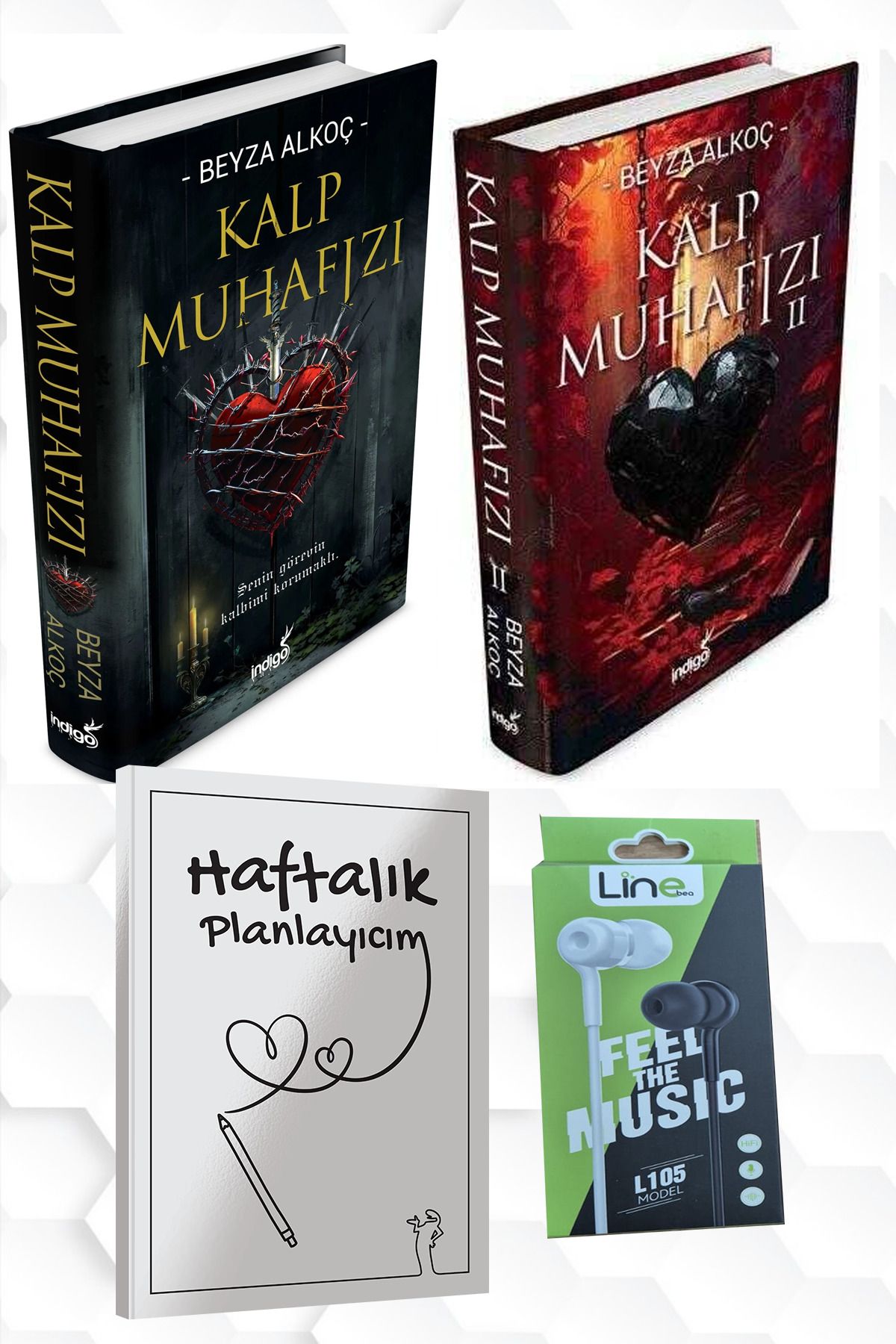 İndigo Kitap CİLTLİ-BEYZA ALKOÇ-KALP MUHAFIZI 1 VE 2 +HAFTALIK PLANLAYICIM (52 HAFTA) KULAKLIK