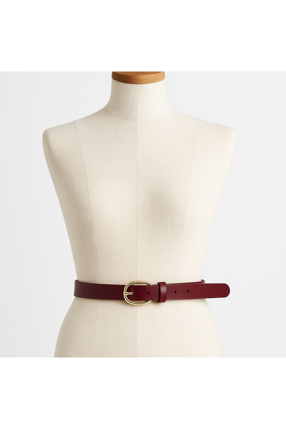 Home Bordo Suni Deri Oval Tokalı Pantalon ve Elbise Kemeri MMFK1930