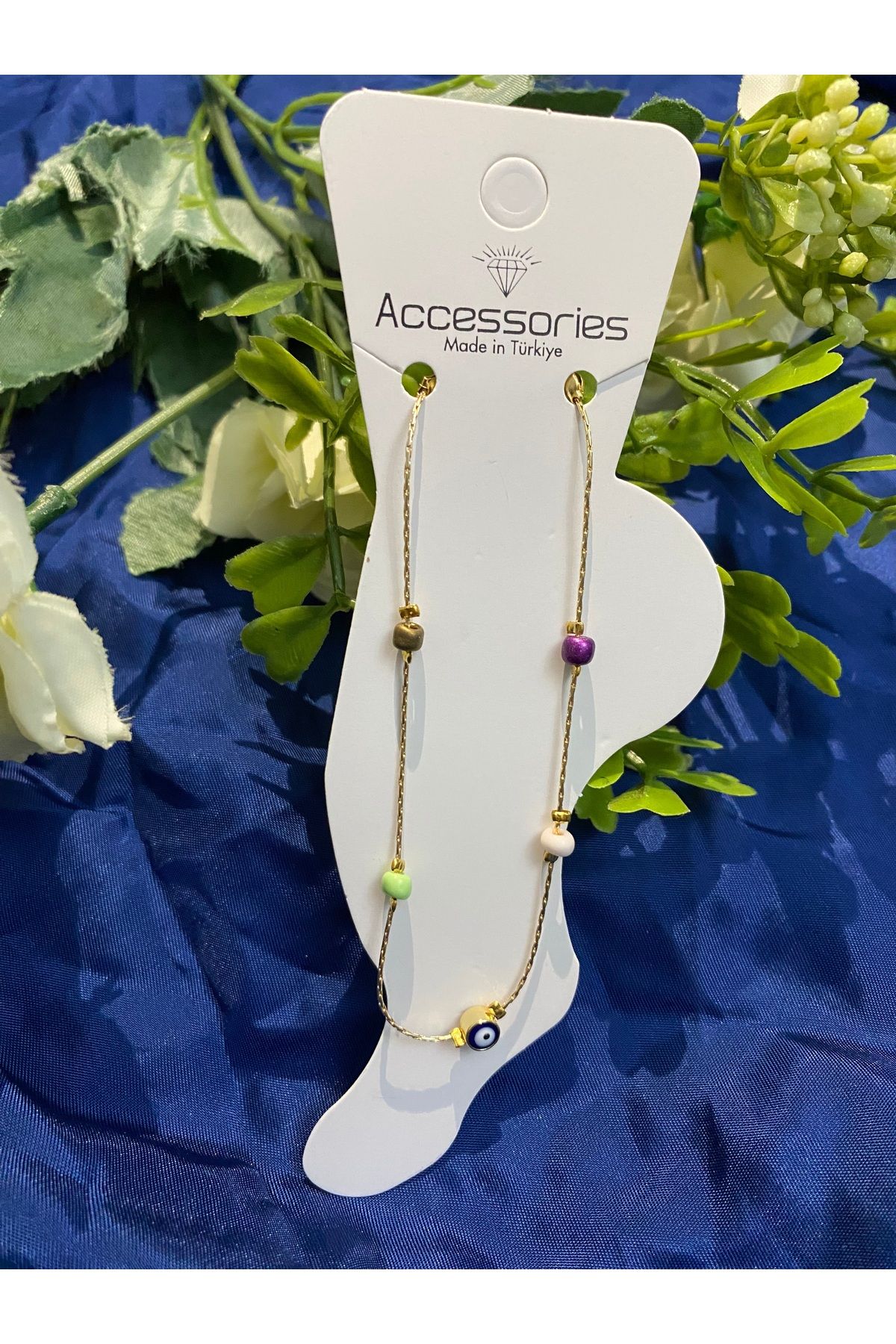 asem jewelry BONCUK DETAYLI İNCE ZİNCİRLİ HALHAL
