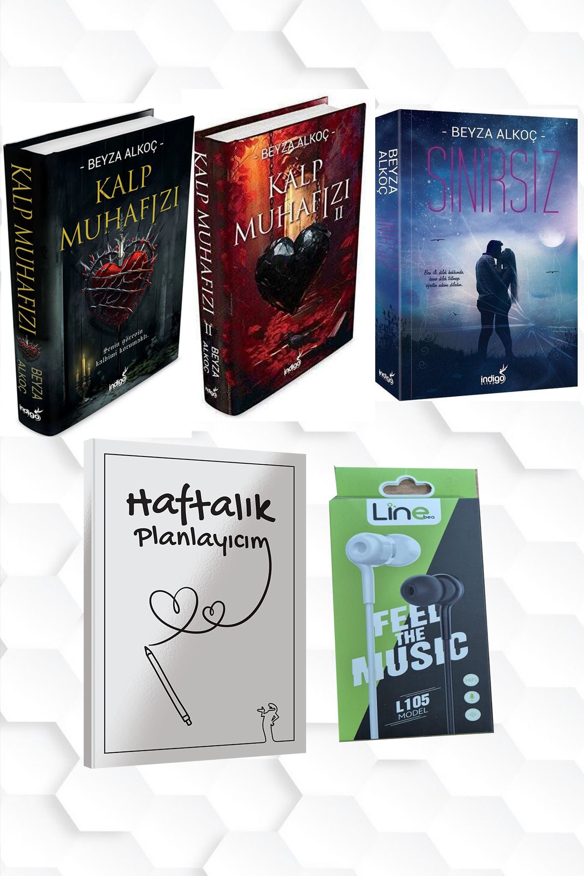 İndigo Kitap CİLTLİ-BEYZA ALKOÇ-KALP MUHAFIZI 1 VE 2-SINIRSIZ+HAFTALIK PLANLAYICIM (52 HAFTA) KULAKLIK