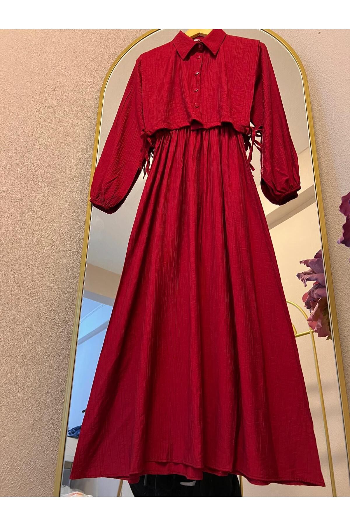 PALME D'OR Kadın Çilek Kumaş Bolero Giydirmeli Elbise