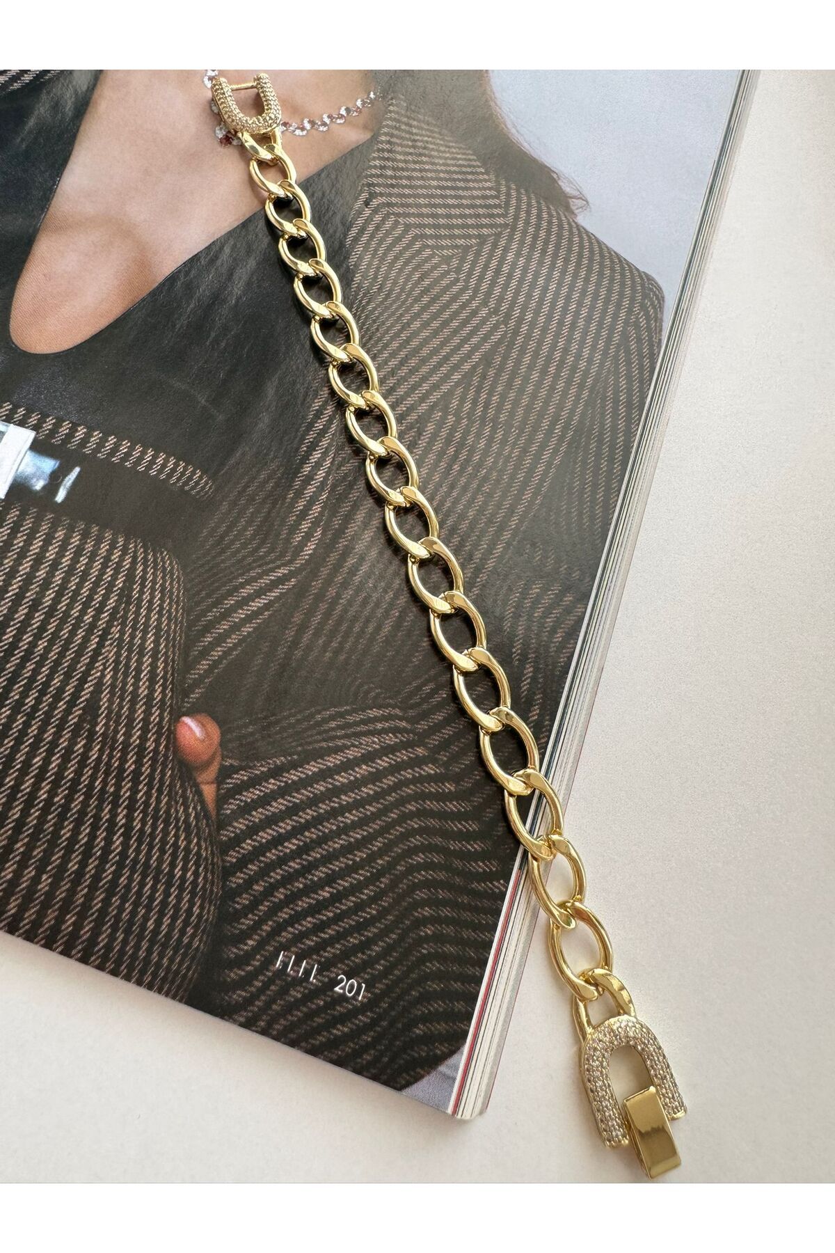 MODA 14K Vip Seri Taşlı Zincir Bileklik 18 cm