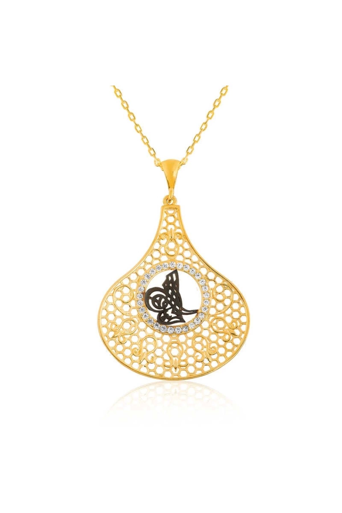 luz&pos Gümüş Gold Tuğra Kolye
