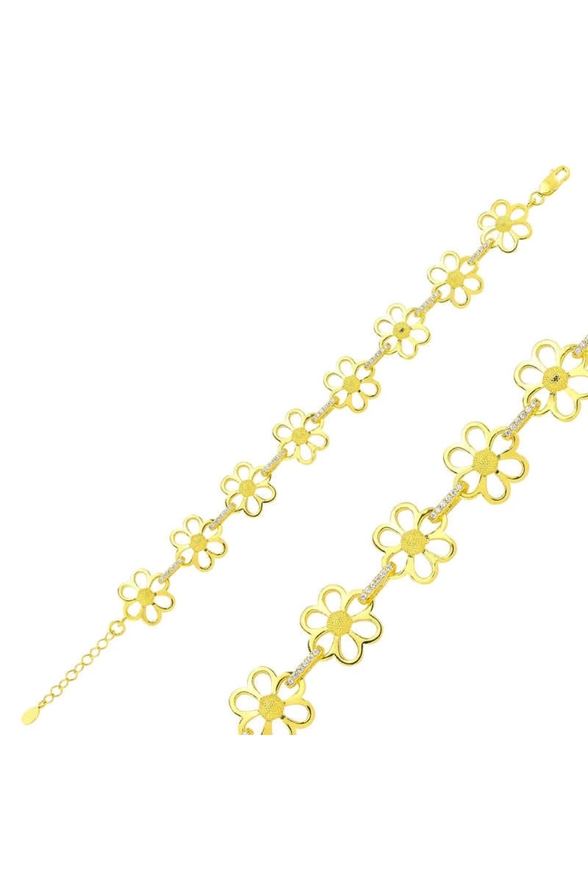 luz&pos Gümüş Gold Sarı Papatya Bileklik