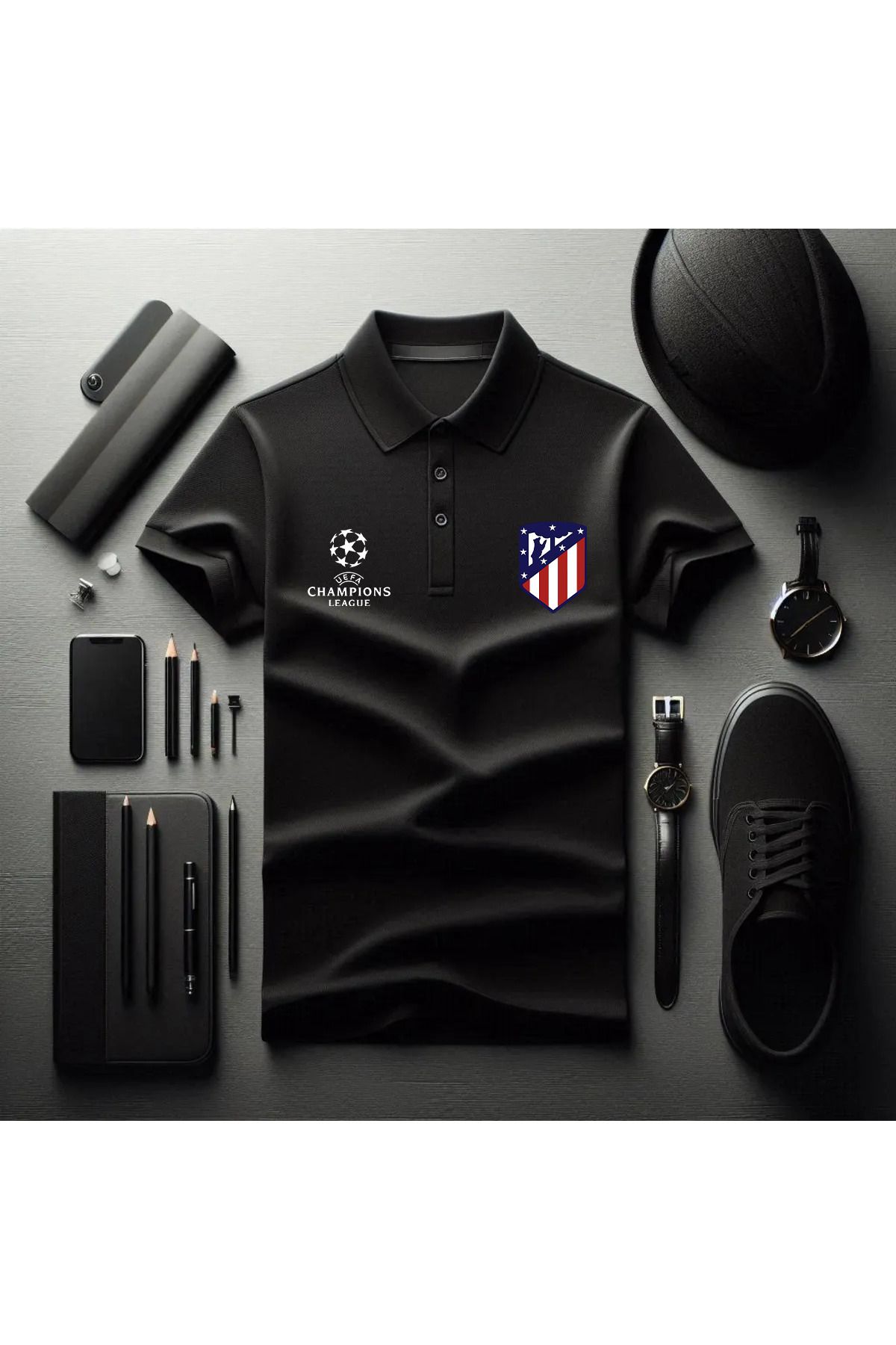 Pisa Art ATLETİCO MADRİD DEVLER LİGİ ÖZEL TASARIM POLO YAKA T-SHIRT