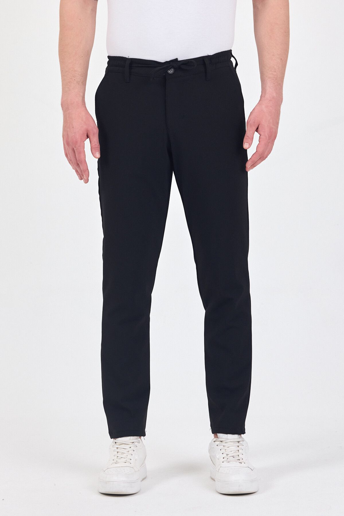 TheSeason Erkek Siyah Likralı Kırışmaz Lastikli Comfort Fit Chino Pantolon