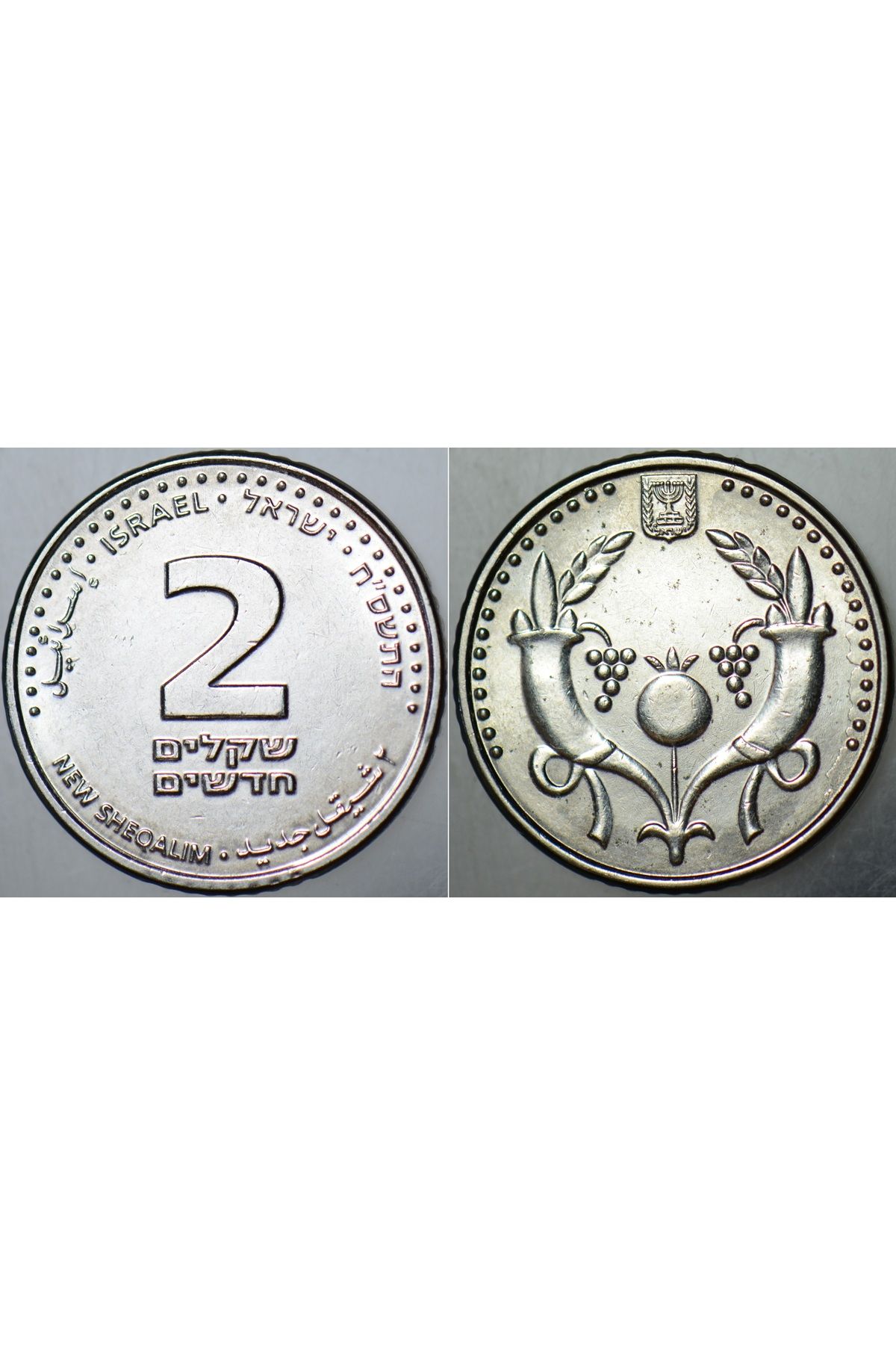 Banknoting İSRAİL 2 ŞEKEL 2008 BEREKET BOYNUZU VE NAR TEMALI. ÇİLALTI+ KONDİSYON.