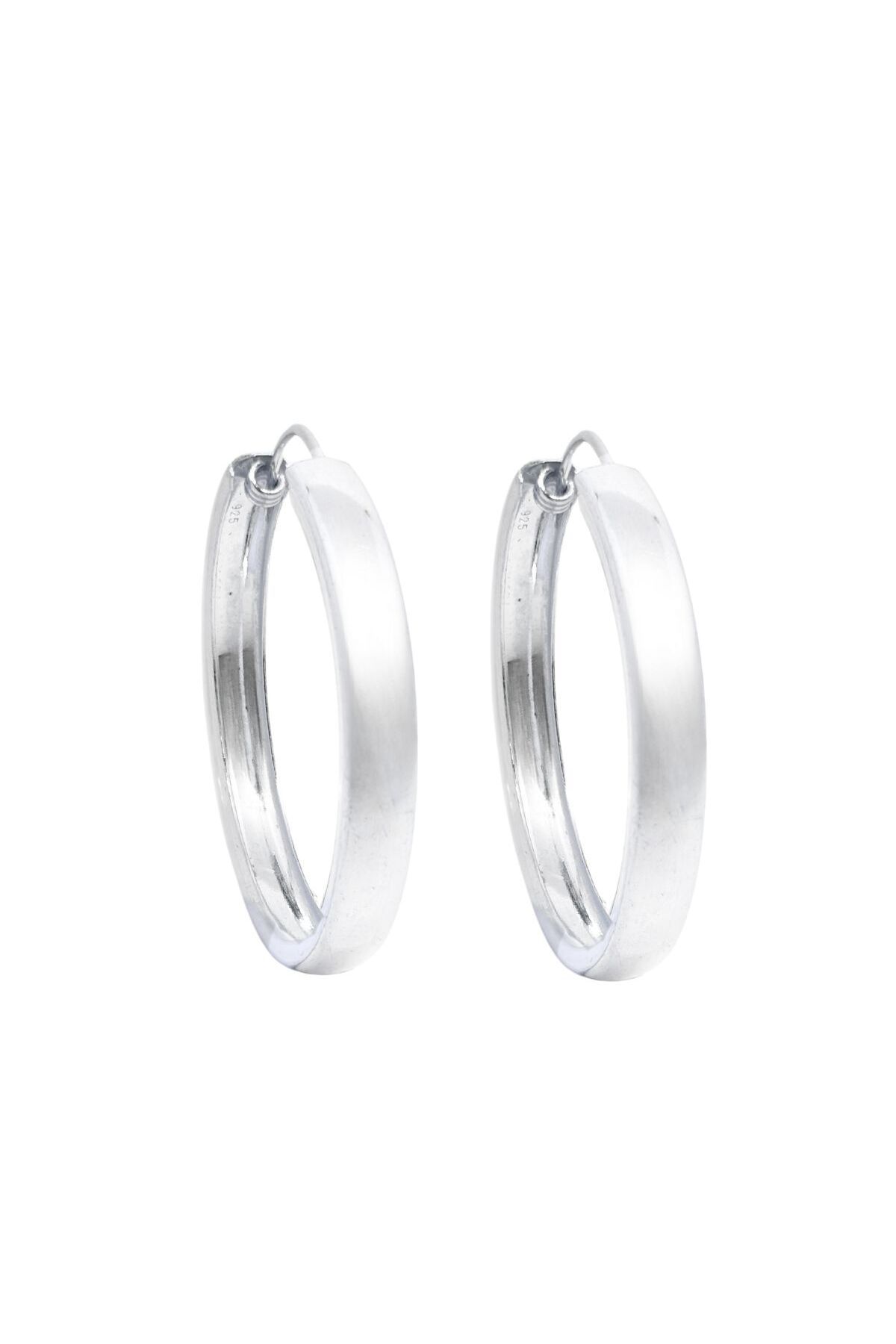 oya silver Enli Gümüş Halka Küpe – 6mm Kalınlık-4.5x4.5cm