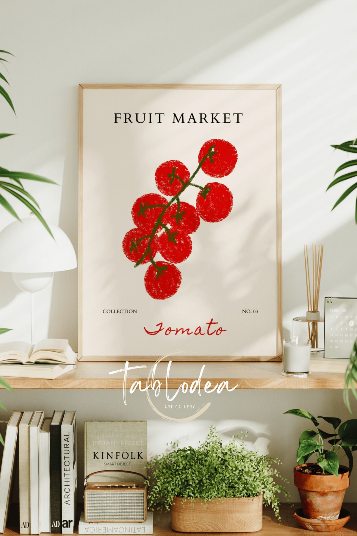 tablodea Domates Temalı Minimalist Mutfak Dekoru Çerçeveli Poster Tablo Modern Dekoratif Bohem Mutfak Tablosu