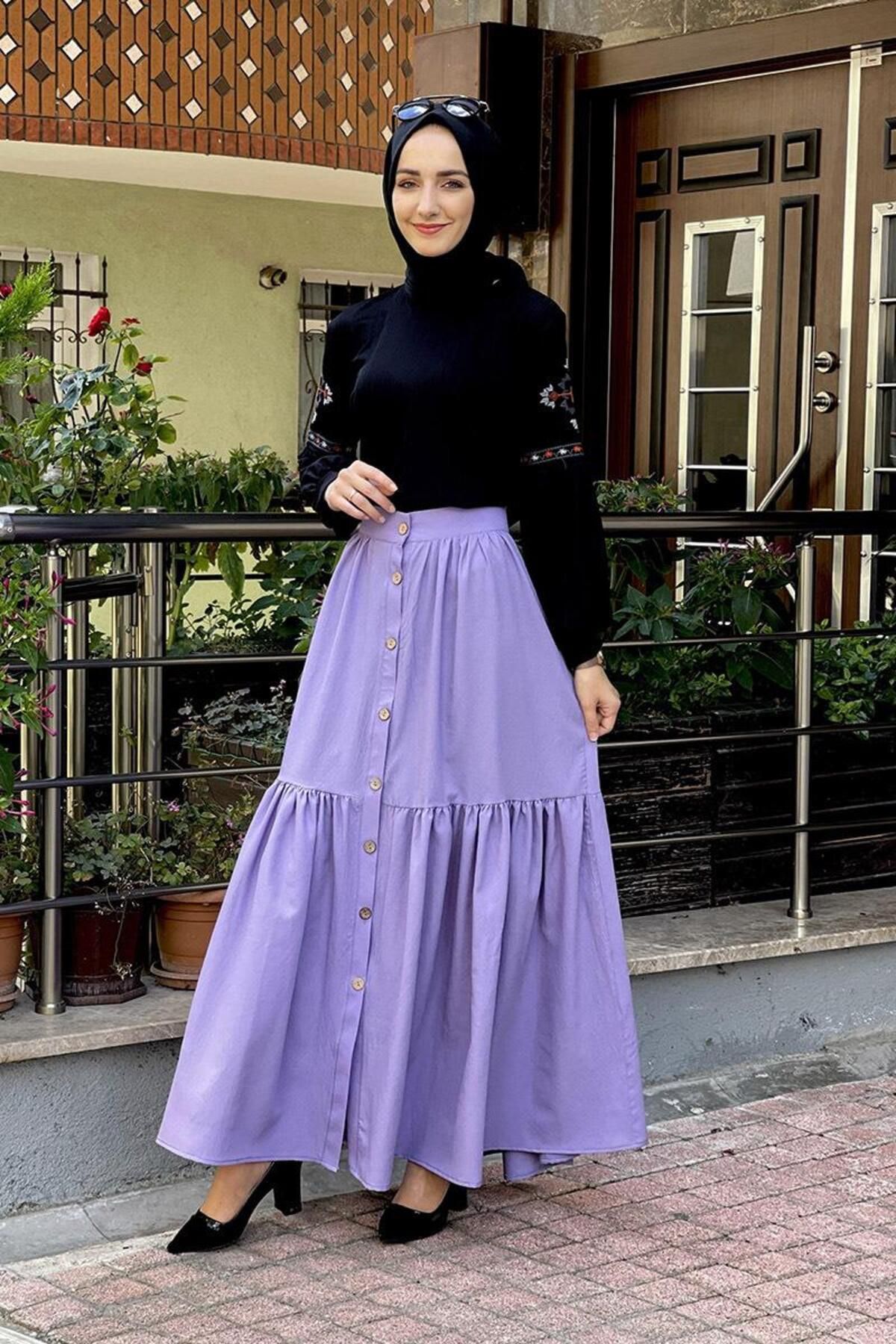 PuShe Moda Çizgi Etek
