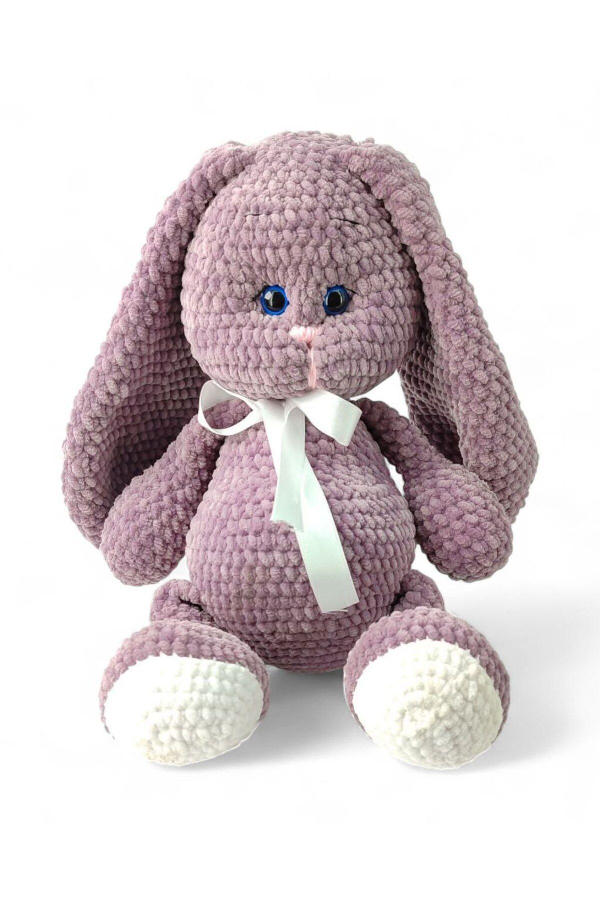 Handmade El Örgüsü Yumuşak Tavşan – Kadife Amigurumi Oyuncak 40 cm