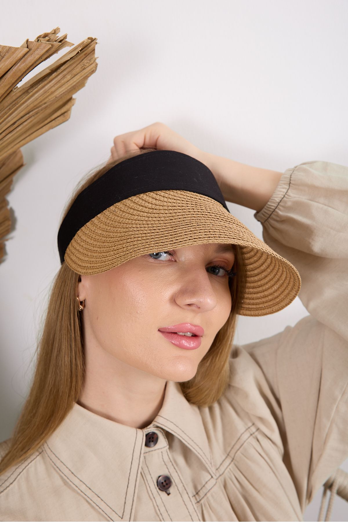 Moda Days Kadın Katlanabilir Geniş Siperli Hasır Vizör Plaj Şapka