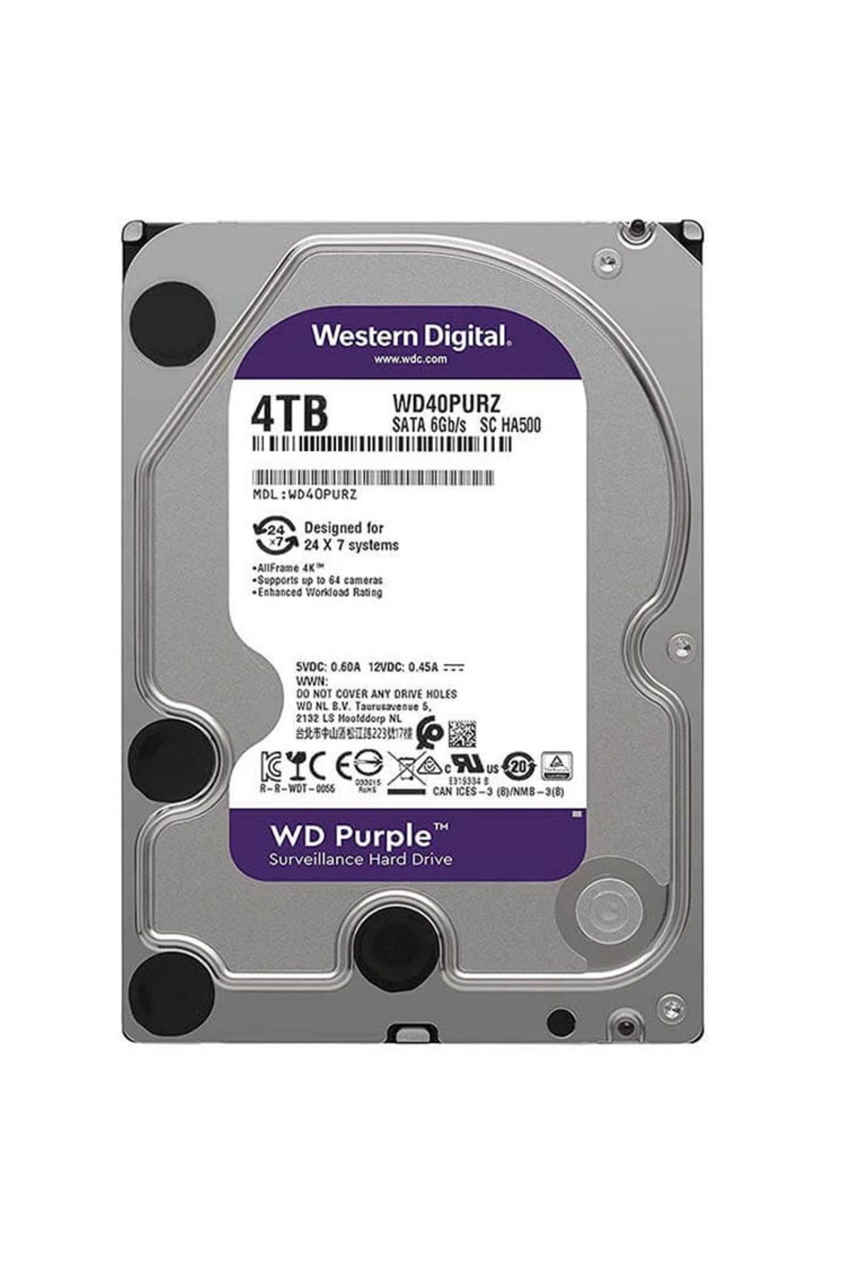 tammarket WESTERN DIGITAL PURPLE WD40PURZ/WD42PURZ 4 TB SATA 6GB/S 7/24 GÜVENLİK HARDDISK (5047)