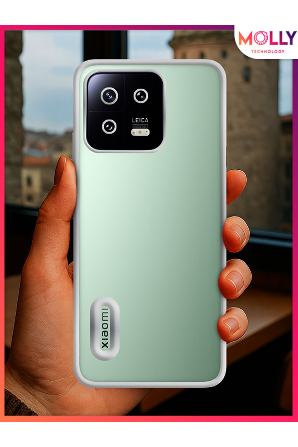 Molly Xiaomi Mi 13 İçin Kenarları Gümüş Lens Koruyuculu Lou Lazer Şeffaf Silikon Kılıf