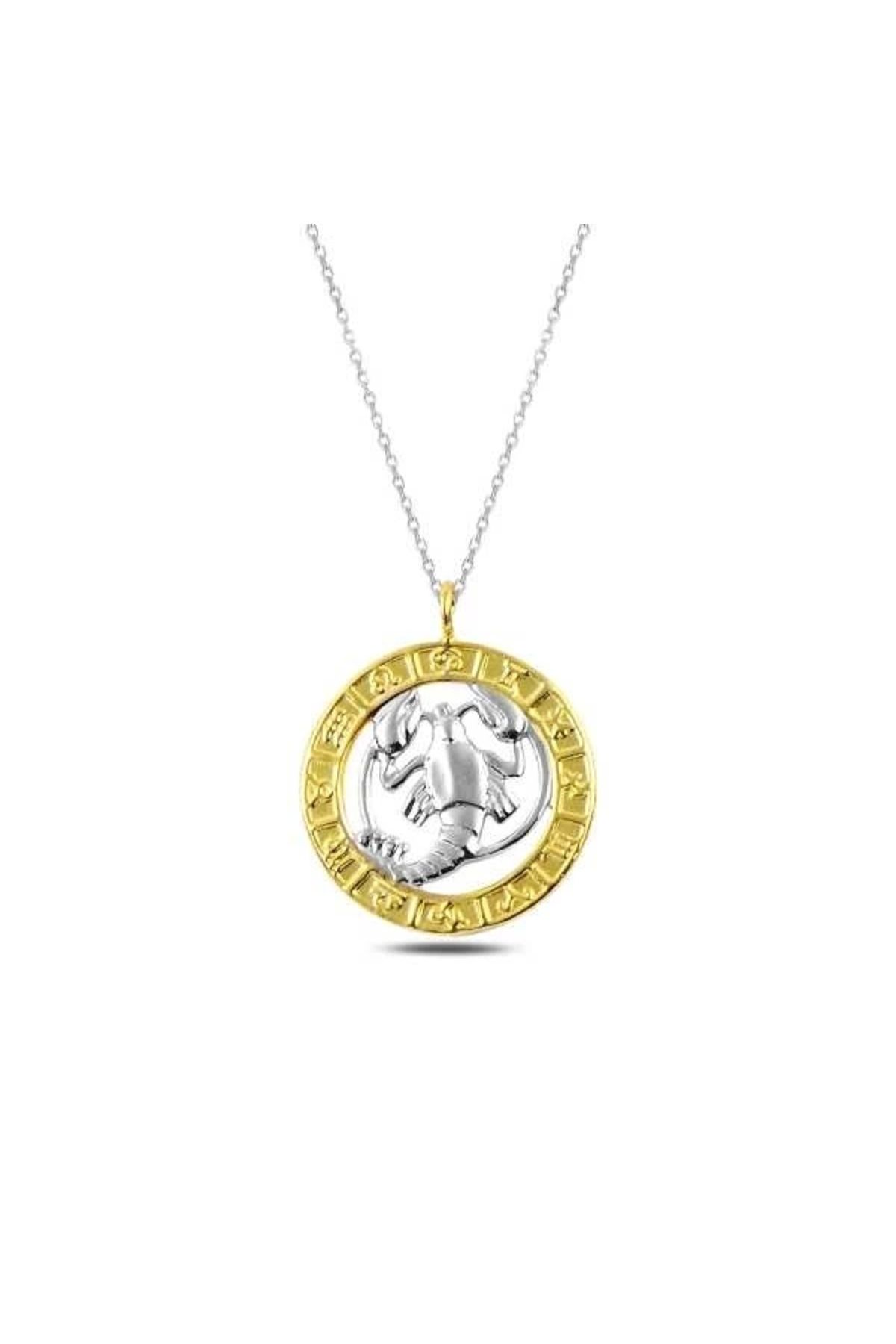 luz&pos Gümüş Gold Yengeç Burcu Kolye