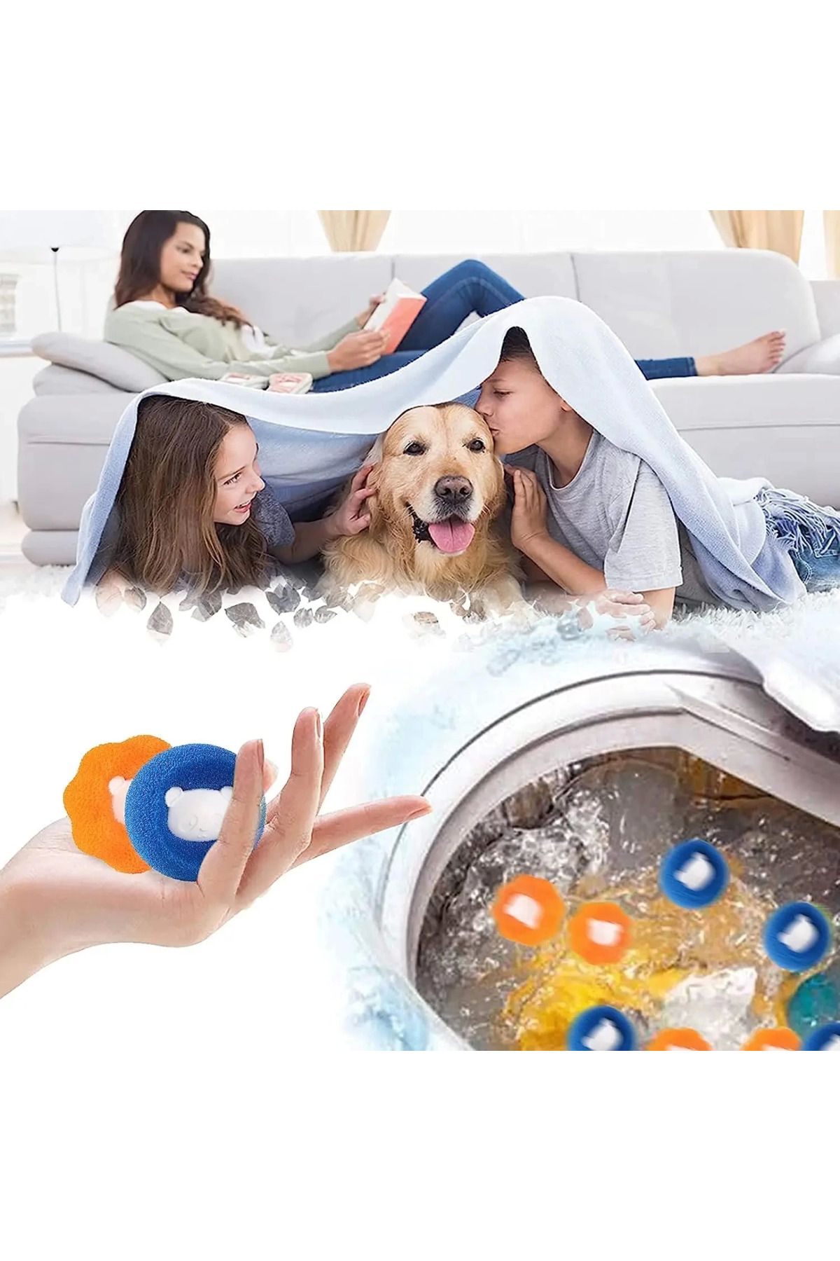 ÇERÇİCİ 2 Adet Çamaşır Makinesi Ve Evcil Hayvanlar İçin Tüy Toplayıcı Yıkanabilir Sünger Top