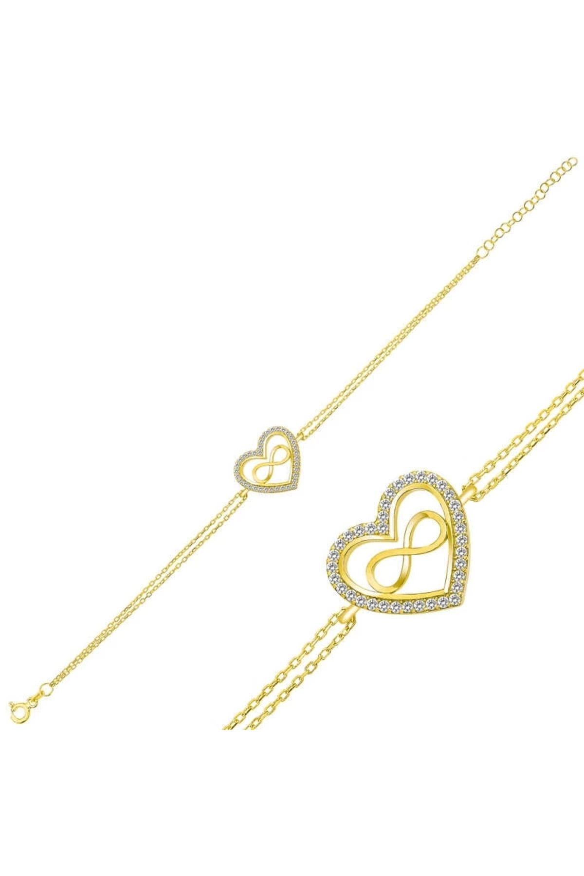 luz&pos Gümüş Gold Kalp Sonsuzluk Bileklik