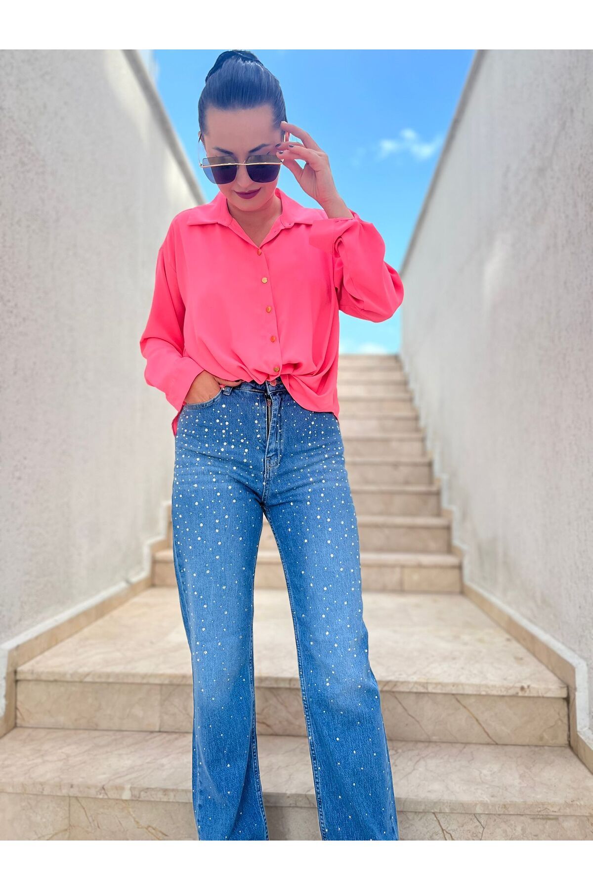 Butik Lavvbutik Pembe Oversize Gömlek