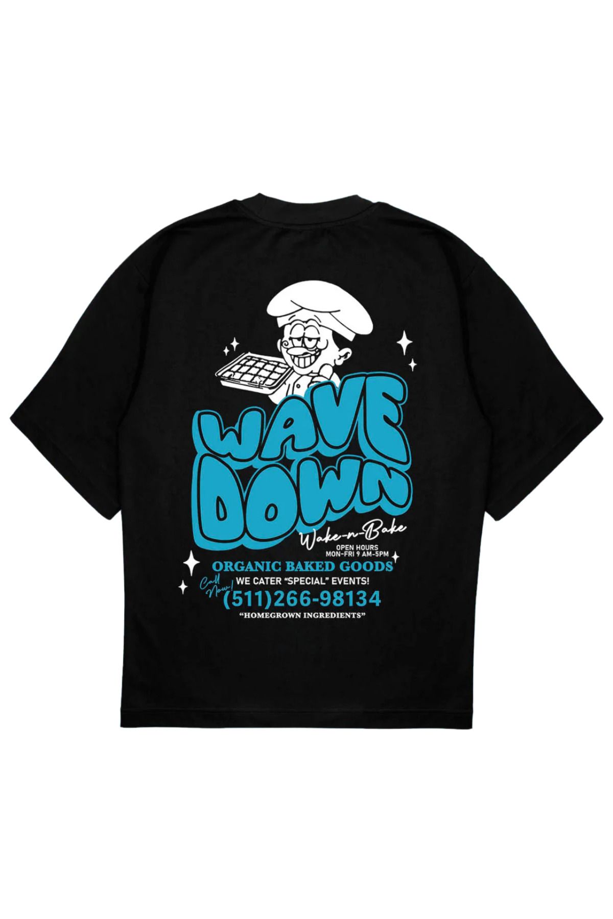 SVART WEAR BAKERY T-Shirt Baskılı Oversize Unisex Tişört wave down