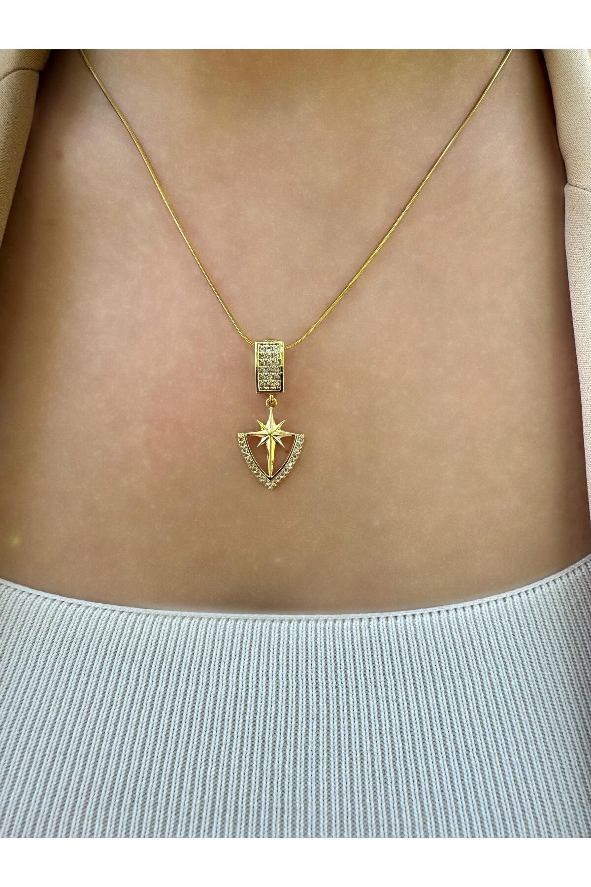 My Life Accessory Yıldız Detaylı Altın Renk Çelik Kolye Gold