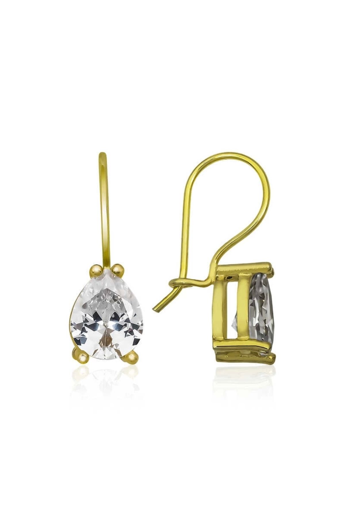 luz&pos gümüş Gold Sallantılı Damla Küpe