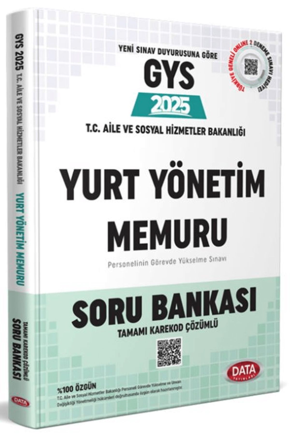Data Yayınları T.C. Aile ve Sosyal Hizmetler Bakanlığı Yurt Yönetim Memuru GYS Soru Bankası (Karekod Çözümlü)