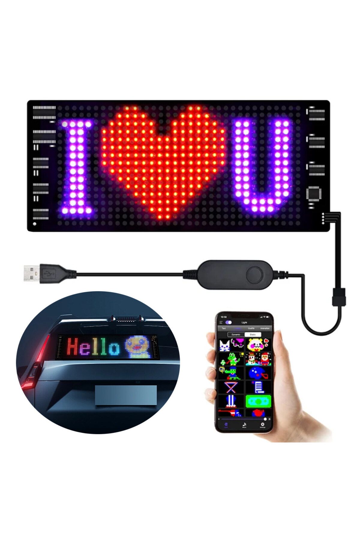 Vemora USBLİ KAYAN YAZI LED TABELA 7X17CM (5166)