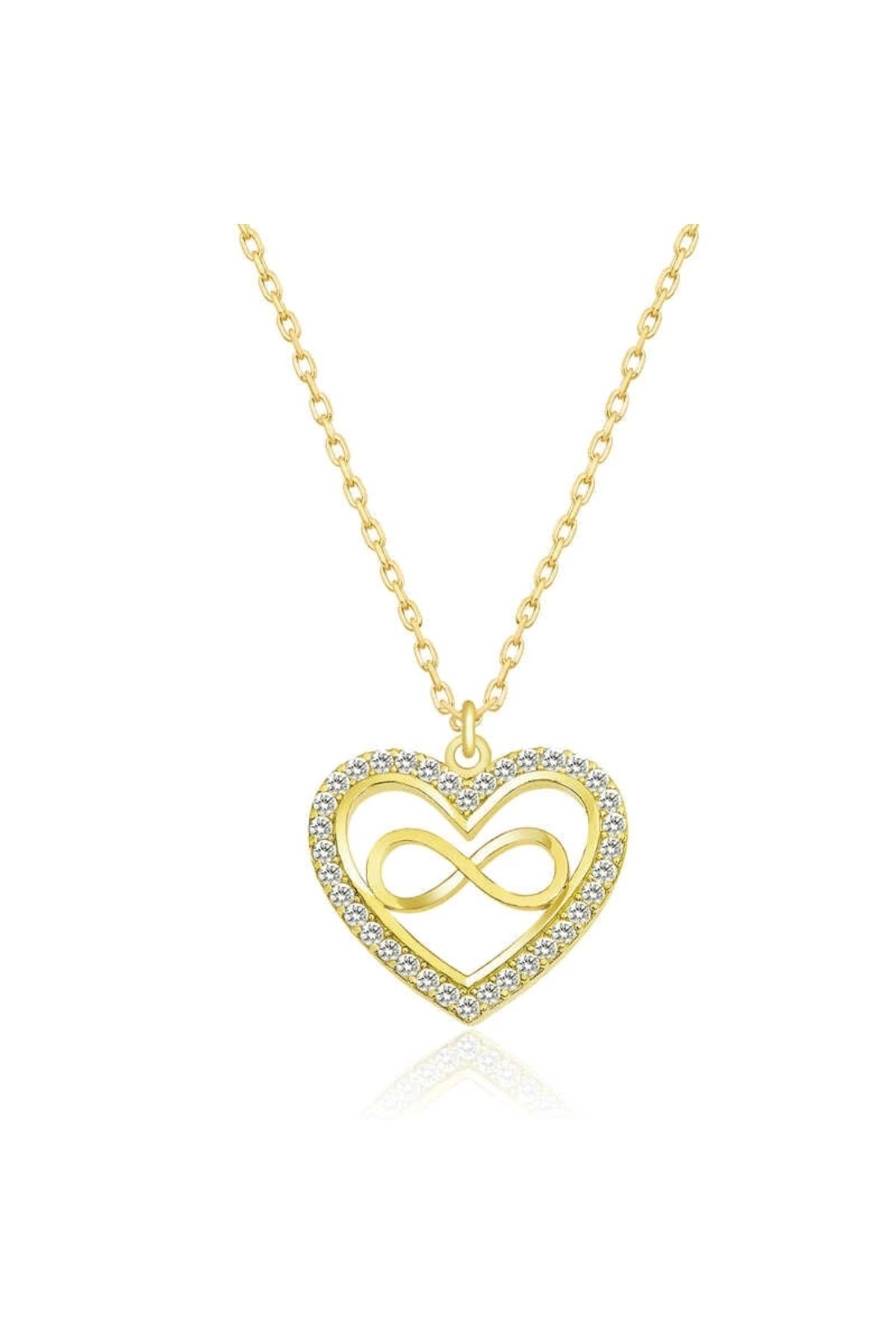 luz&pos Gümüş Gold Kalp Sonsuzluk Kolye