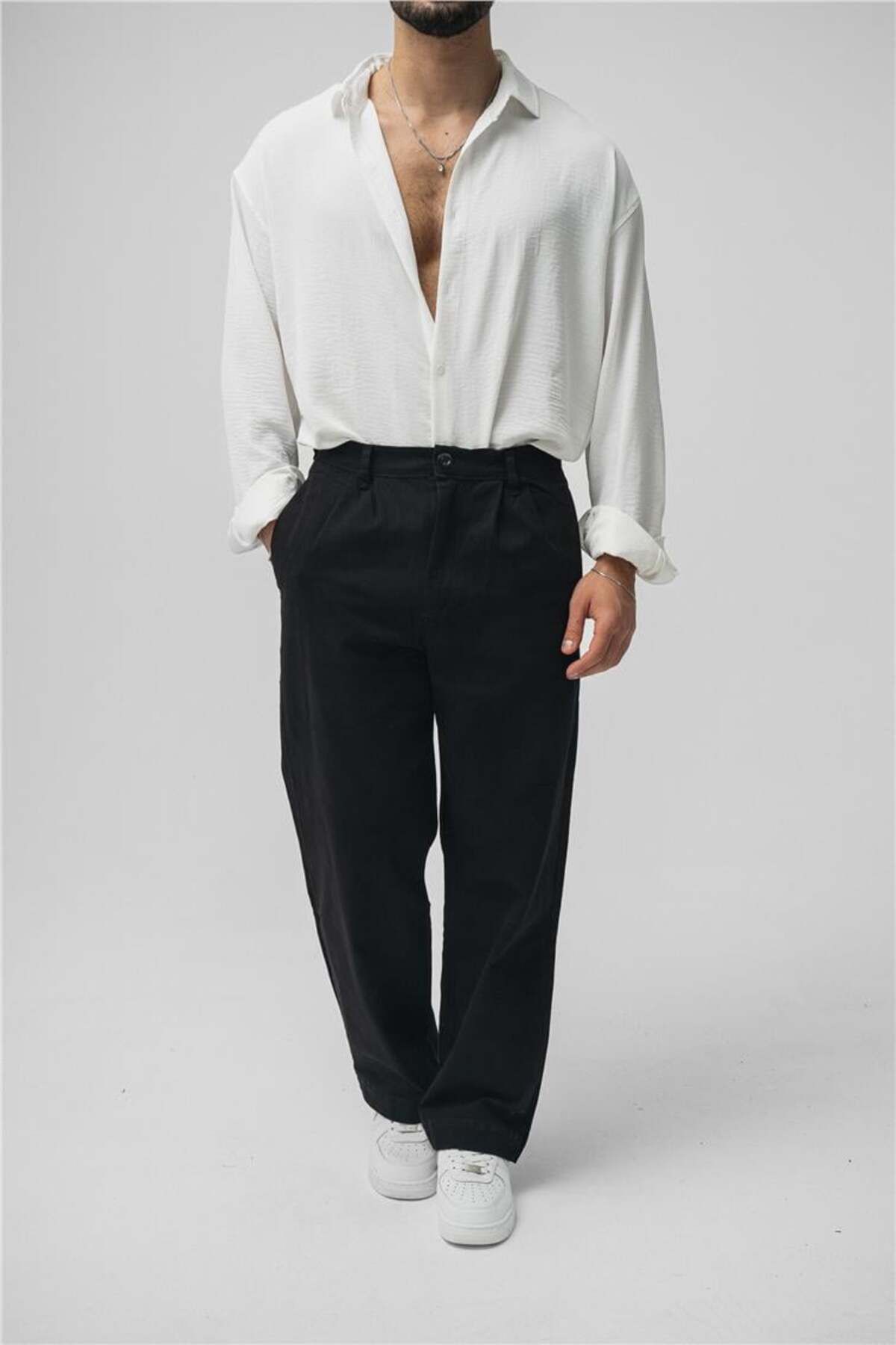 OUTFİT MAN Erkek Gabardin Baggy Pant. Siyah