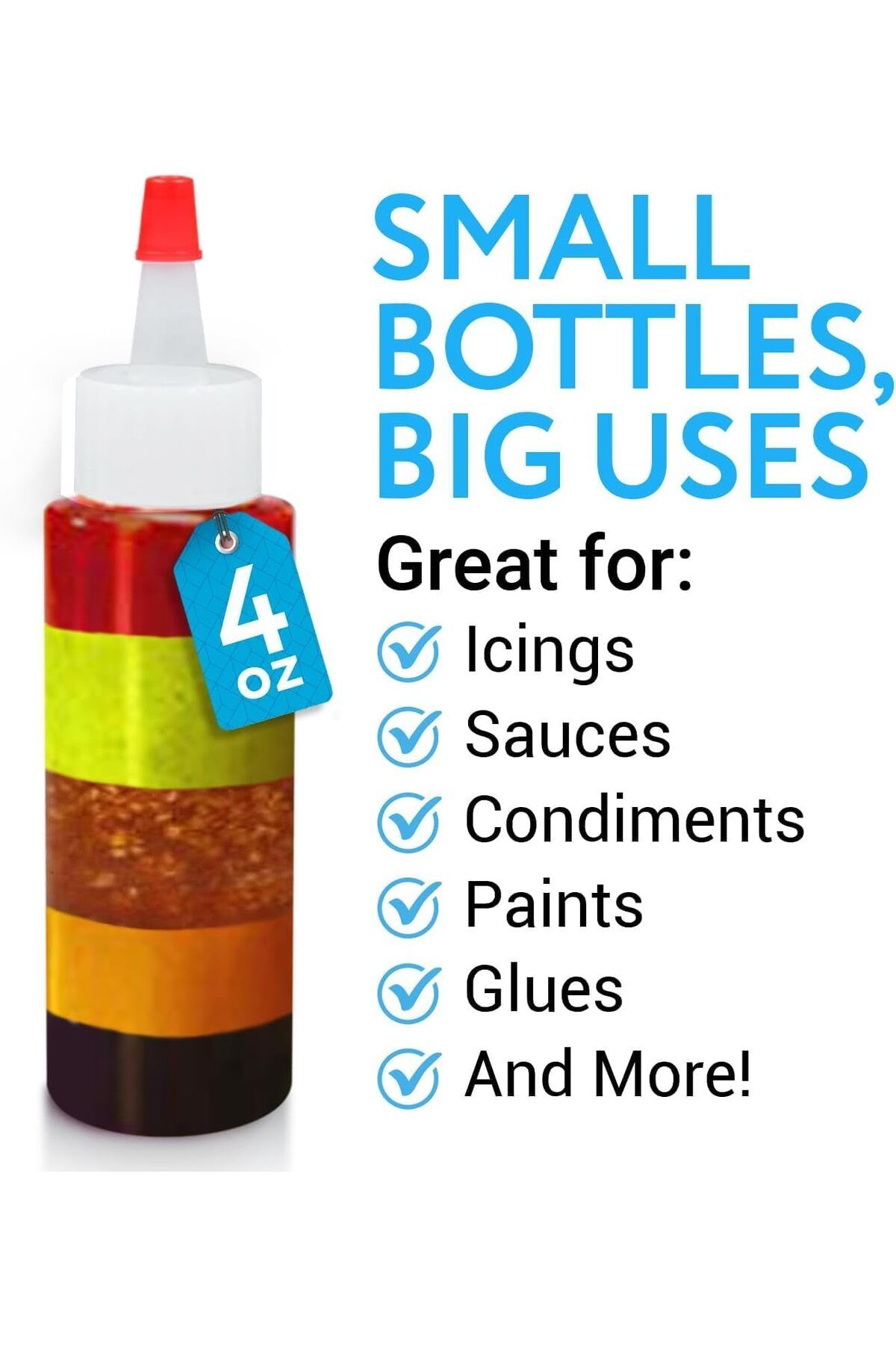 Generic-NALACAL 8 Pack Small Plastic Squeeze Bottles with Caps - Great for Pancake Art, Cookie Decorating, 6