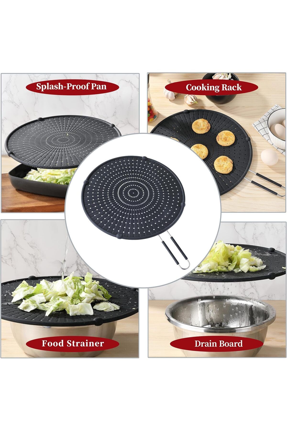 Generic-Paporich 13’’ Silicone Splatter Screen for Frying Pan,Heat-resistant Splatter Screen for Frying Pan 4