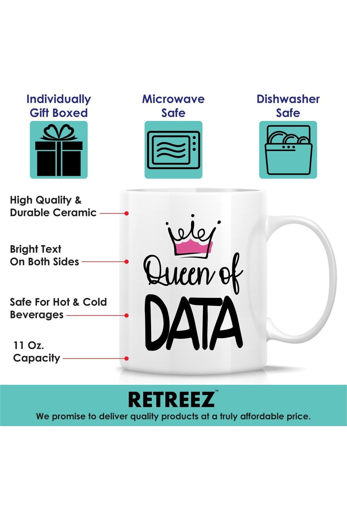 Generic-Retreez Funny Mug For Data Scientist - Queen Of Data - 11 Oz Ceramic Coffee Cups For Data Science A 3