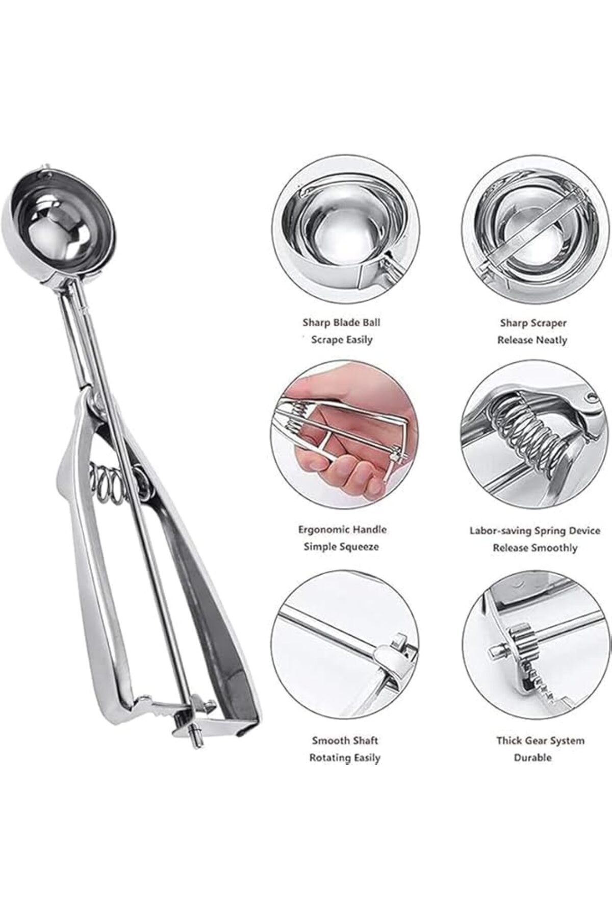 Generic-Tazweeq Ice Cream Scoop, 3pcs Cookie Scoop Set, Cookie Scoops for Baking Set of 3, Ice Cream Scoope 2