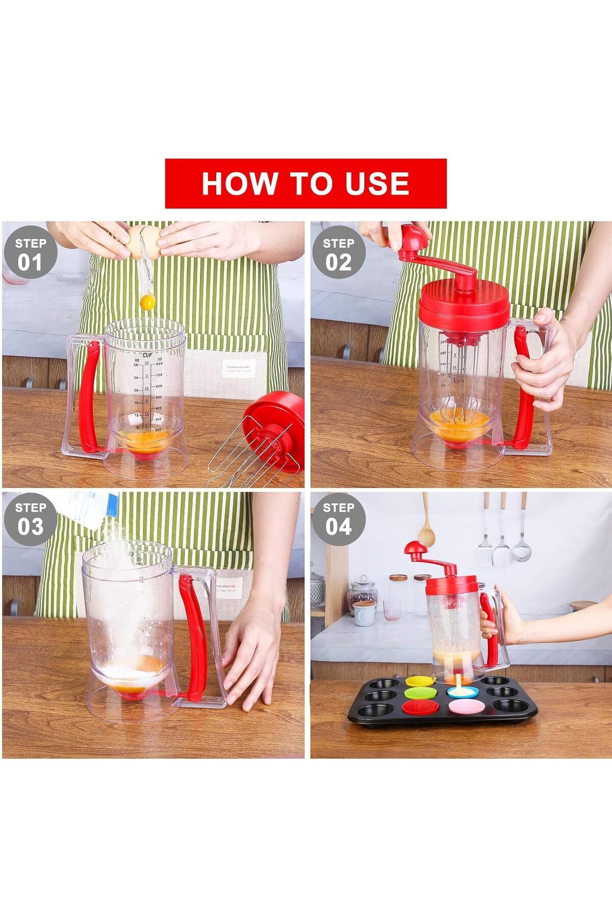 Generic-Pancake Batter Dispenser Precision Cupcake Dispenser with Mixing Function and Measuring Scale ABS F 5