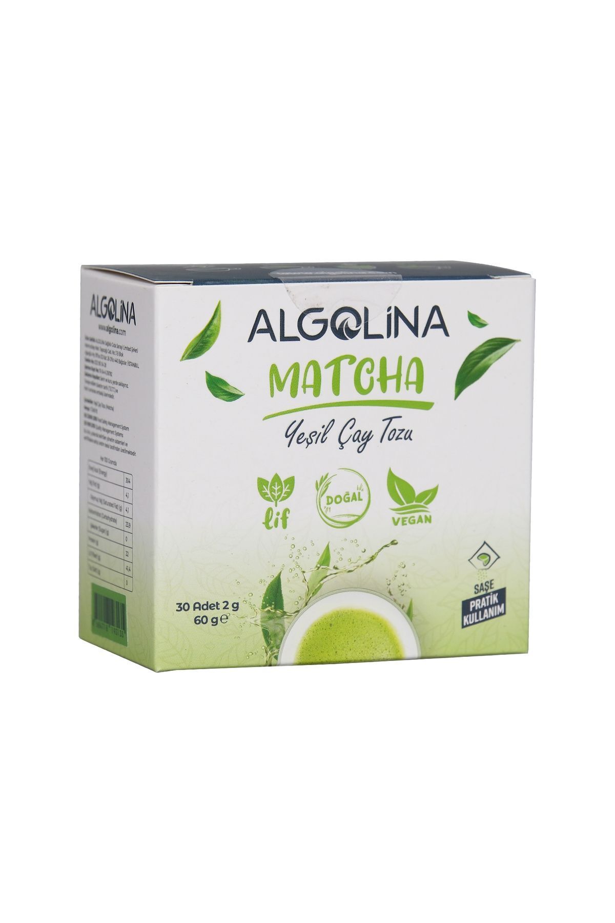 Mega-Farma Algolina Matcha Tozu 2 Gr Şase 30 Adet Takviye Edici Gıda