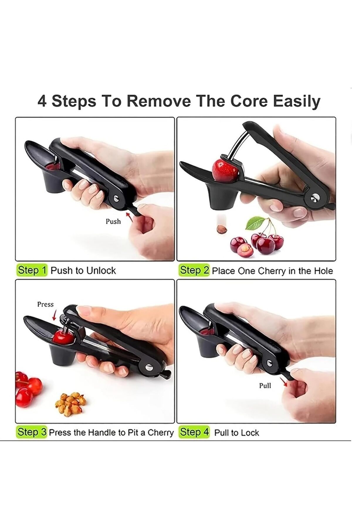 Generic-Cherry Pitter, Hand-held Push Design, with Lock Design, Fruit Pit Remover for Cherry Jam, for Cherr 3