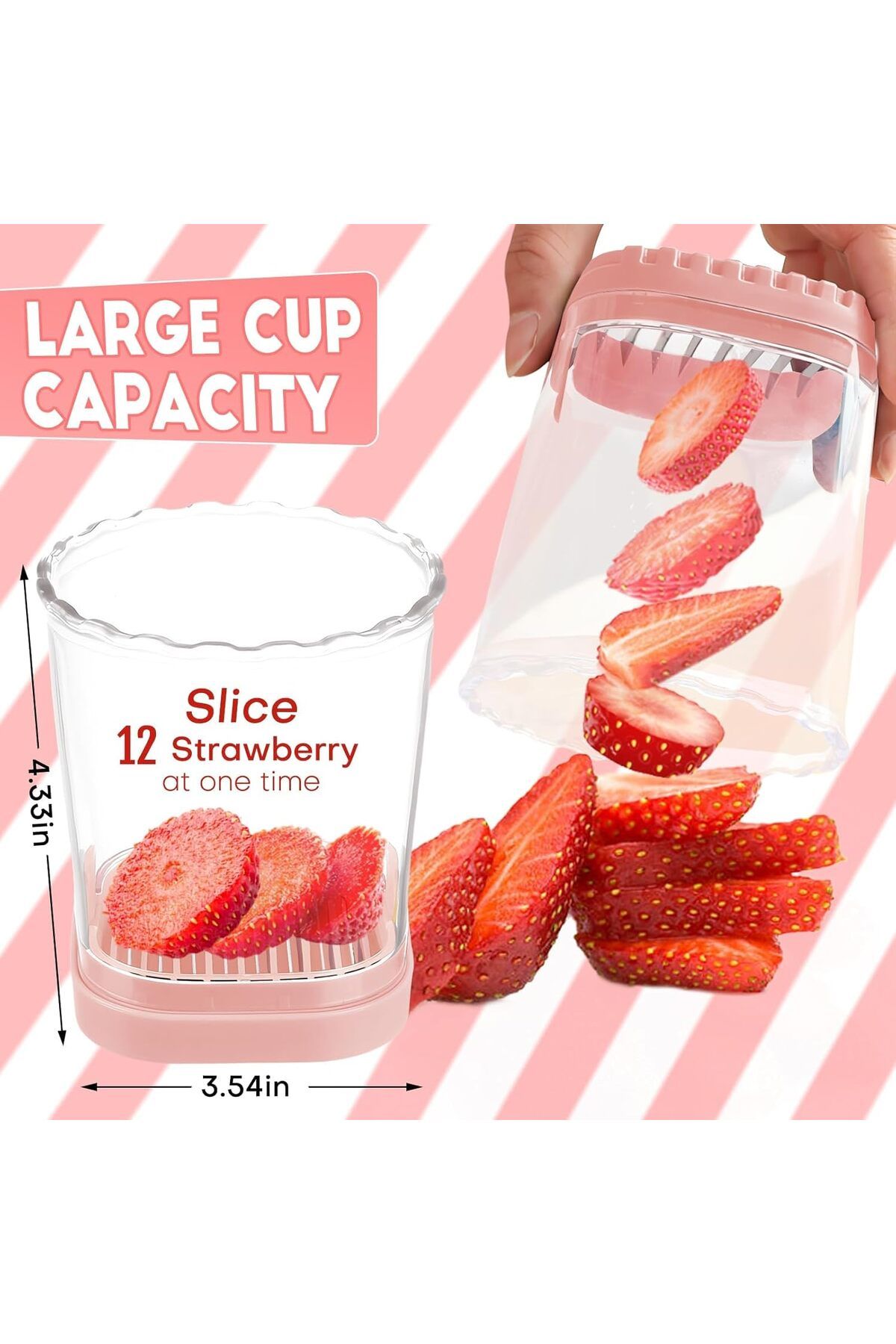 Generic-Azonee Fruit Slicer Cup, Multi-Function Strawberry and Banana Slicer, Detachable Push Plate Cutter, 6