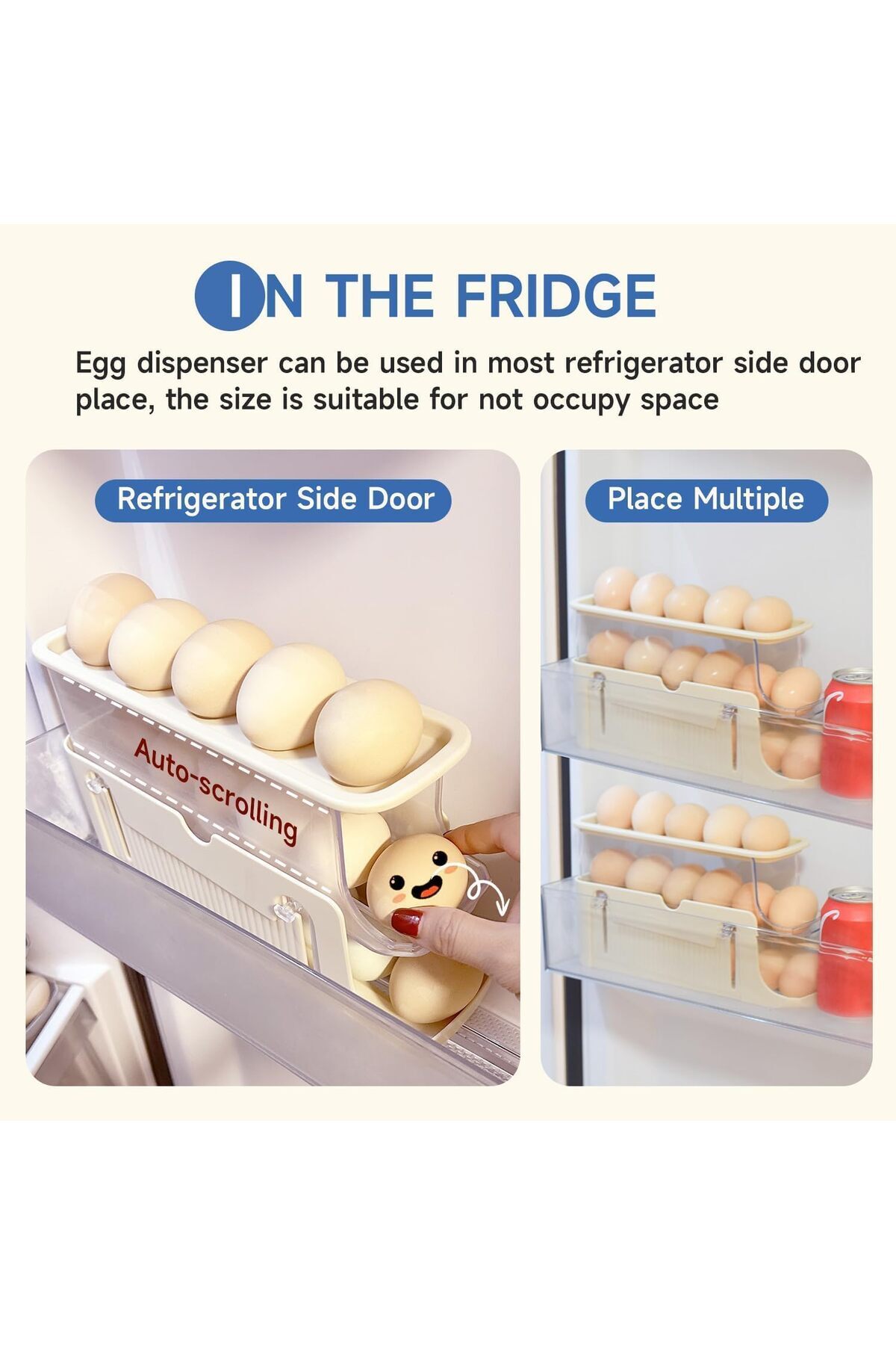 Generic-XIUWOO Egg Holder for Refrigerator, Egg Container 3-Tier,Foldable Egg Storage, Automatic Egg Rollin 4