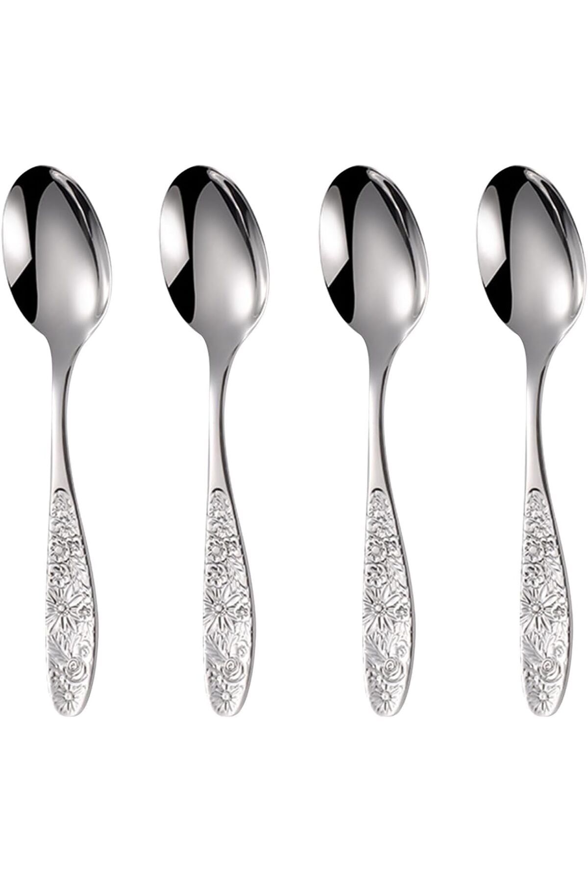 Generic-KASTWAVE Hammered Pattern Stainless Steel Bouillon Spoon,Embossed Pattern Flatware,Hammered Surface 1