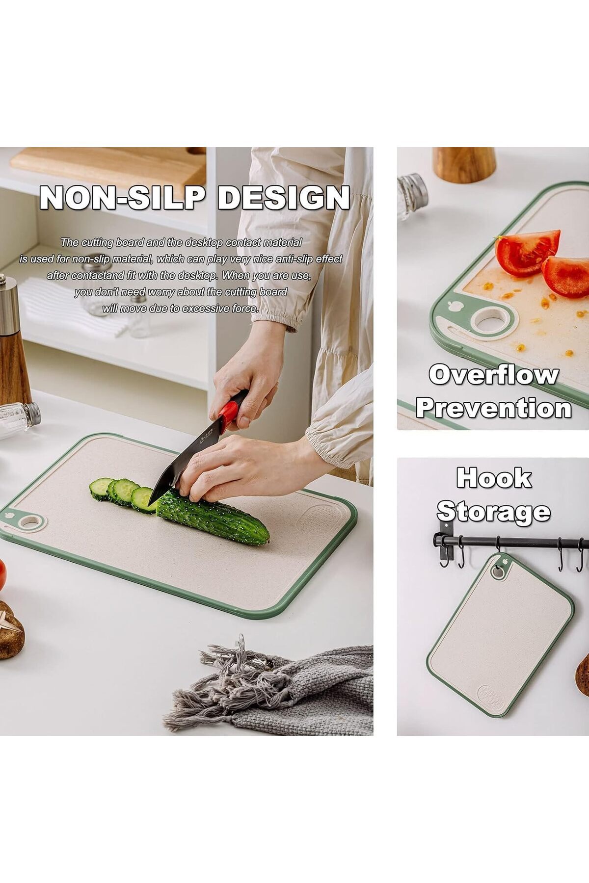 Generic-X spring Kitchen Chopping Board, 3 PCS Non Slip Chopping Board with 3 Sizes, Wheat Straw Cutting Bo 4