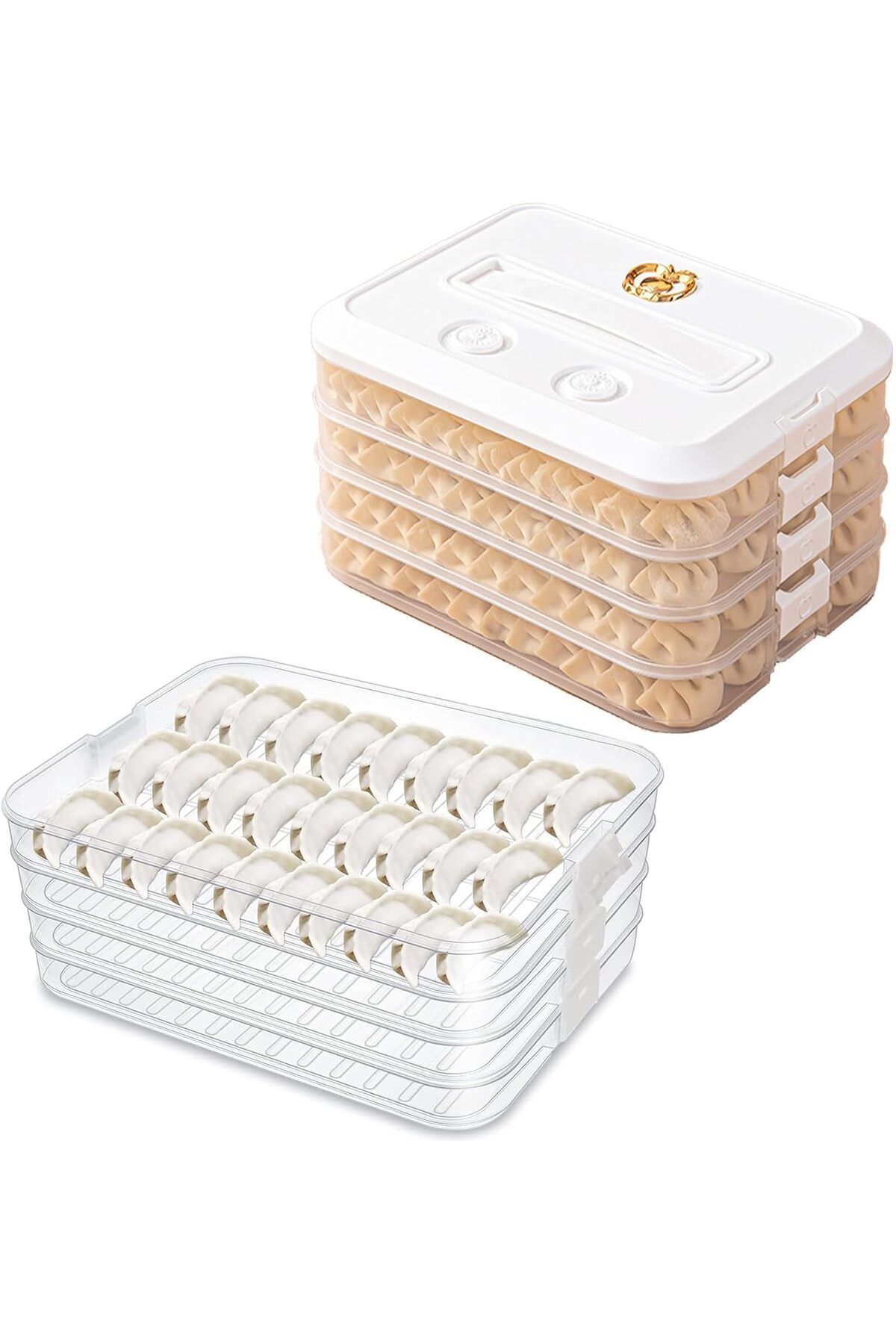 Generic-ALMEKAQUZ 4-Layer Food Storage Containers with Lids Dumpling Storage Box, Good Sealing, Stackable F 1