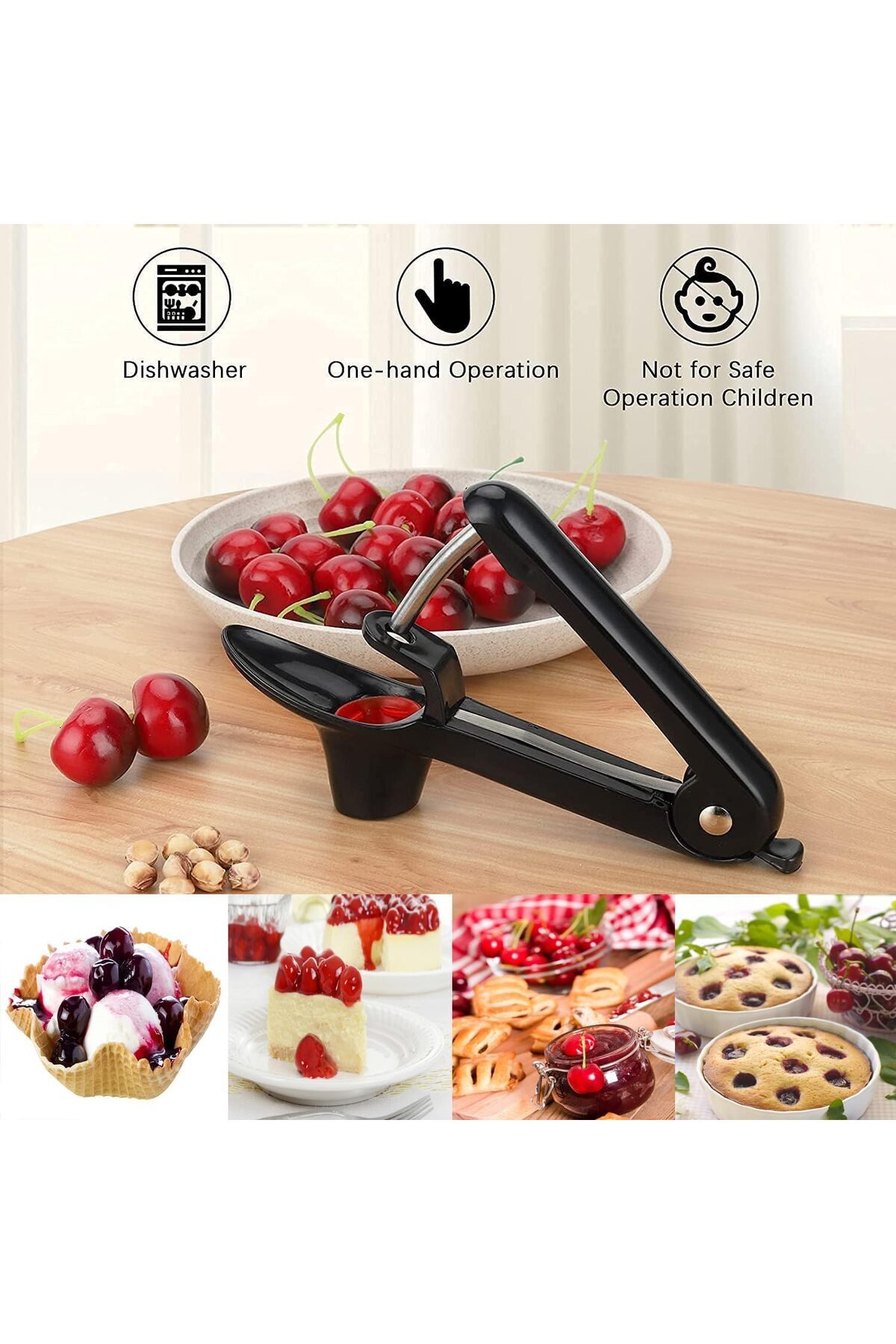 Generic-Cherry Pitter, Hand-held Push Design, with Lock Design, Fruit Pit Remover for Cherry Jam, for Cherr 5