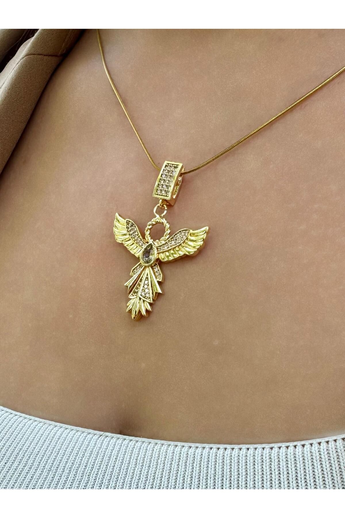 My Life Accessory Anka Kuşu Model Altın Renk Çelik Kolye Yeniden Doğuşun Simgesi