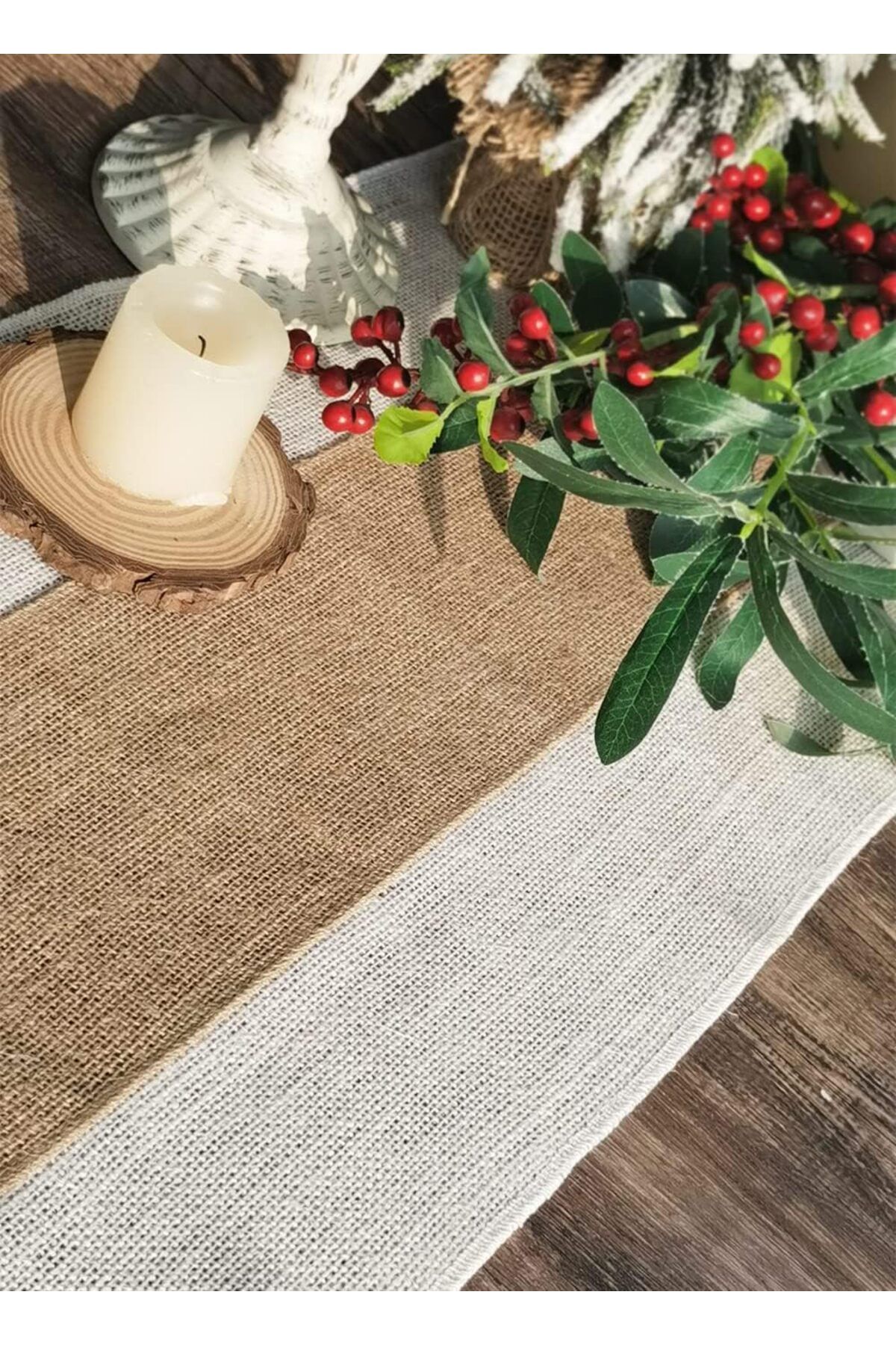 Generic-SZYYQ Burlap Table Runner, Rustic Table Runner, Farmhouse Table Decor, Macrame Table Runner, Jute W 5
