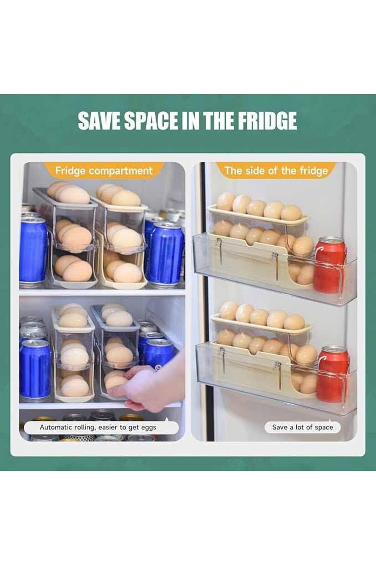 Generic-Tazweeq Rolling Egg Tray for Refrigerator, 3 Tier Egg Organizer, Space Saving Egg Container, Collap 6