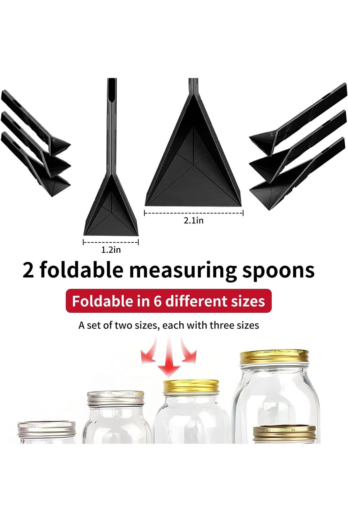 Generic-Flat 3-In-1 Adjustable Measuring Spoons,6 Different Sizes Multi-Function Folding Polygonal Flat Cac 3