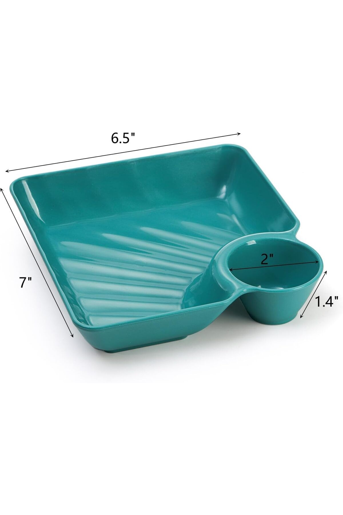 Generic-Tazweeq Chip Dip Serving Platter Set, 12pcs Plastic Dumpling Plates with Sauce Compartment for Appe 2