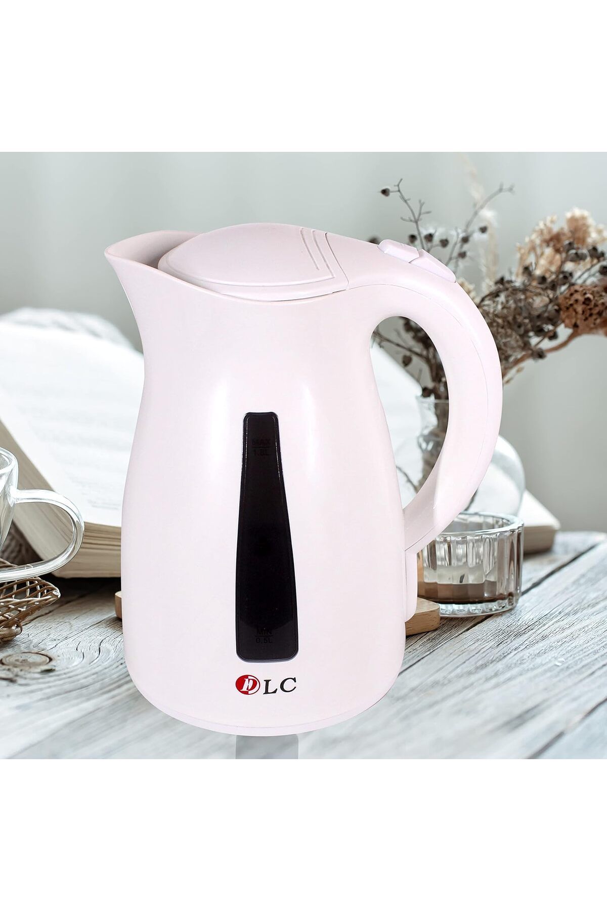 Generic-غلاية زجاجية D LC بقوة 2200 واط مع قاعدة دوارة 360 درجة، سعة 1.8 لتر مع إضاءة LED، مصنوعة من زجاج البورسليكات 7