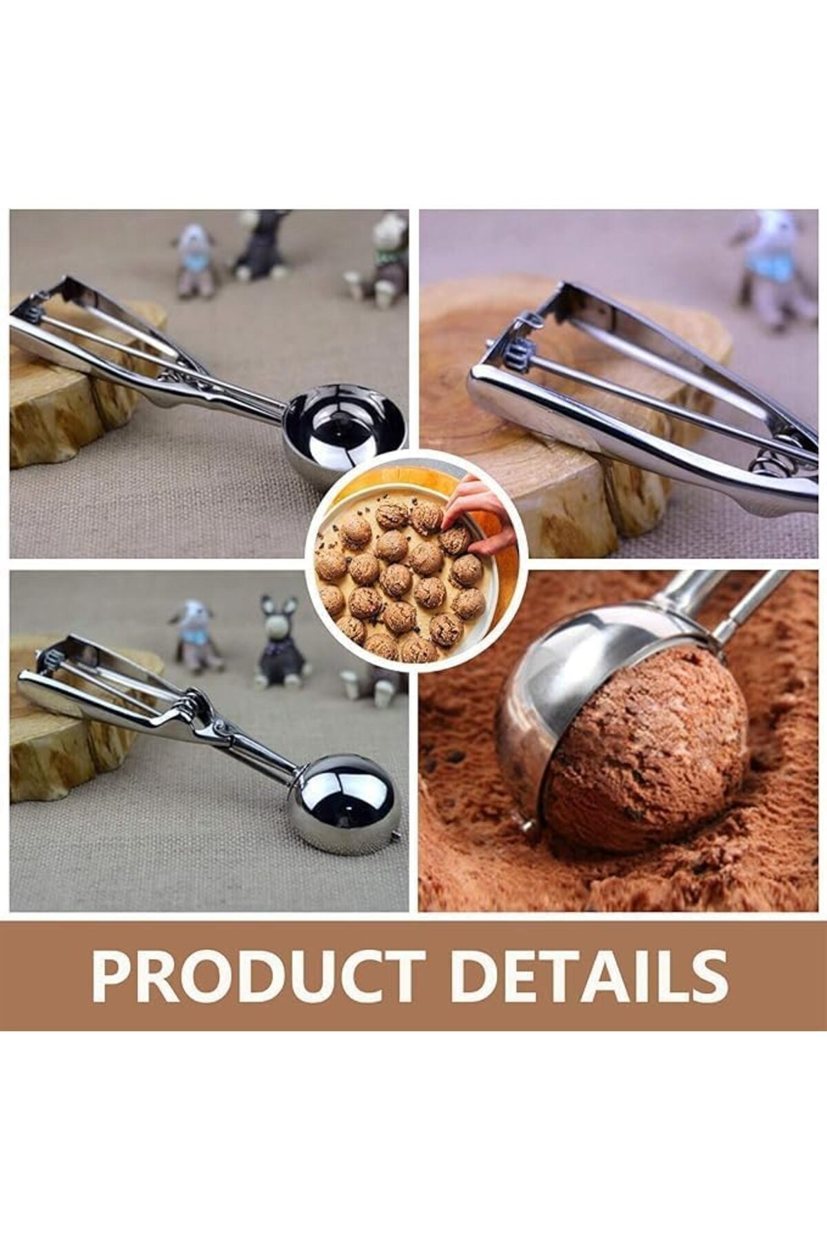 Generic-Tazweeq Ice Cream Scoop, 3pcs Cookie Scoop Set, Cookie Scoops for Baking Set of 3, Ice Cream Scoope 4