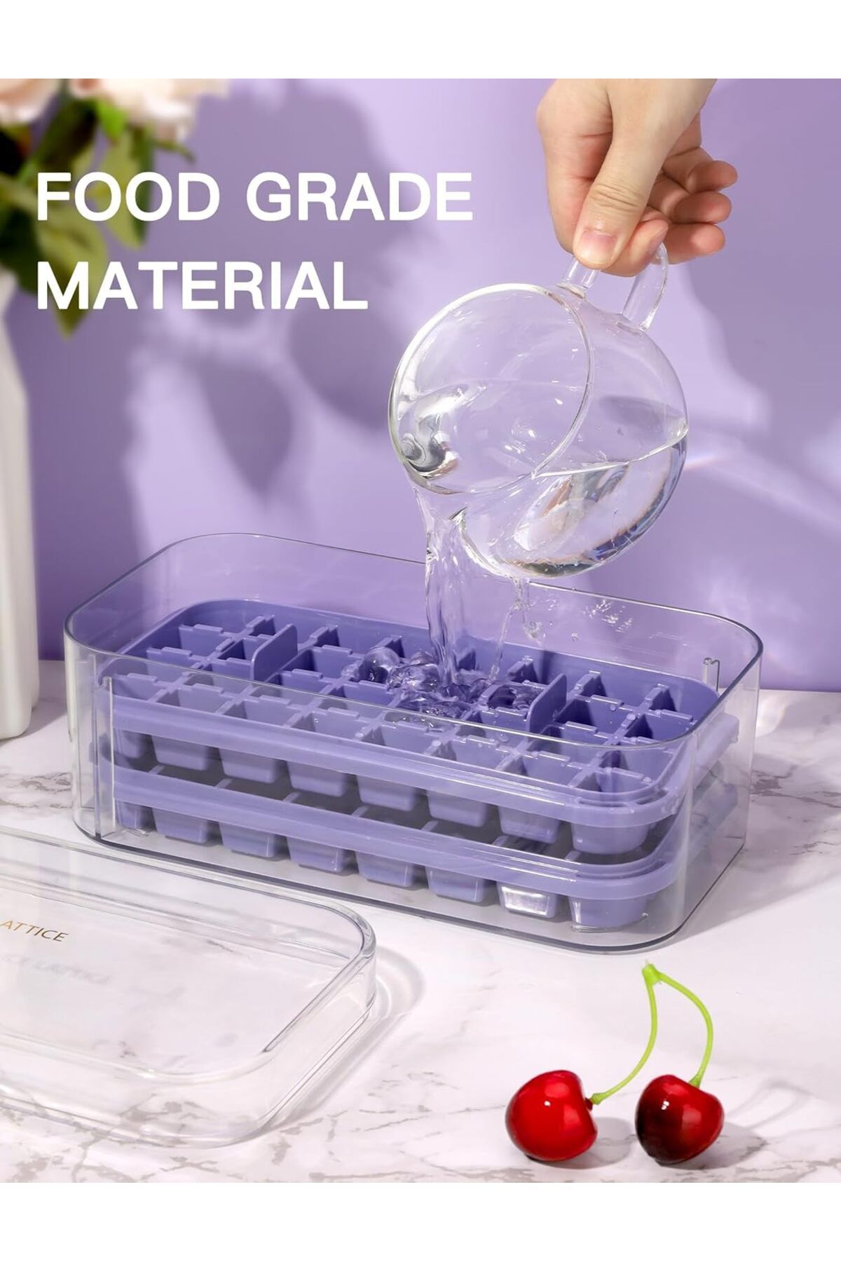Generic-Tazweeq 2 Layers Ice Cube Tray, 64 Pcs Ice Trays with Lid and Bin, Ice Cube Trays for Whiskey Cockt 4
